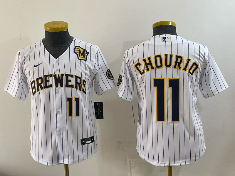 Youth 2026 Milwaukee Brewers #11 Chourio white Game Nike MLB Jersey 0823003